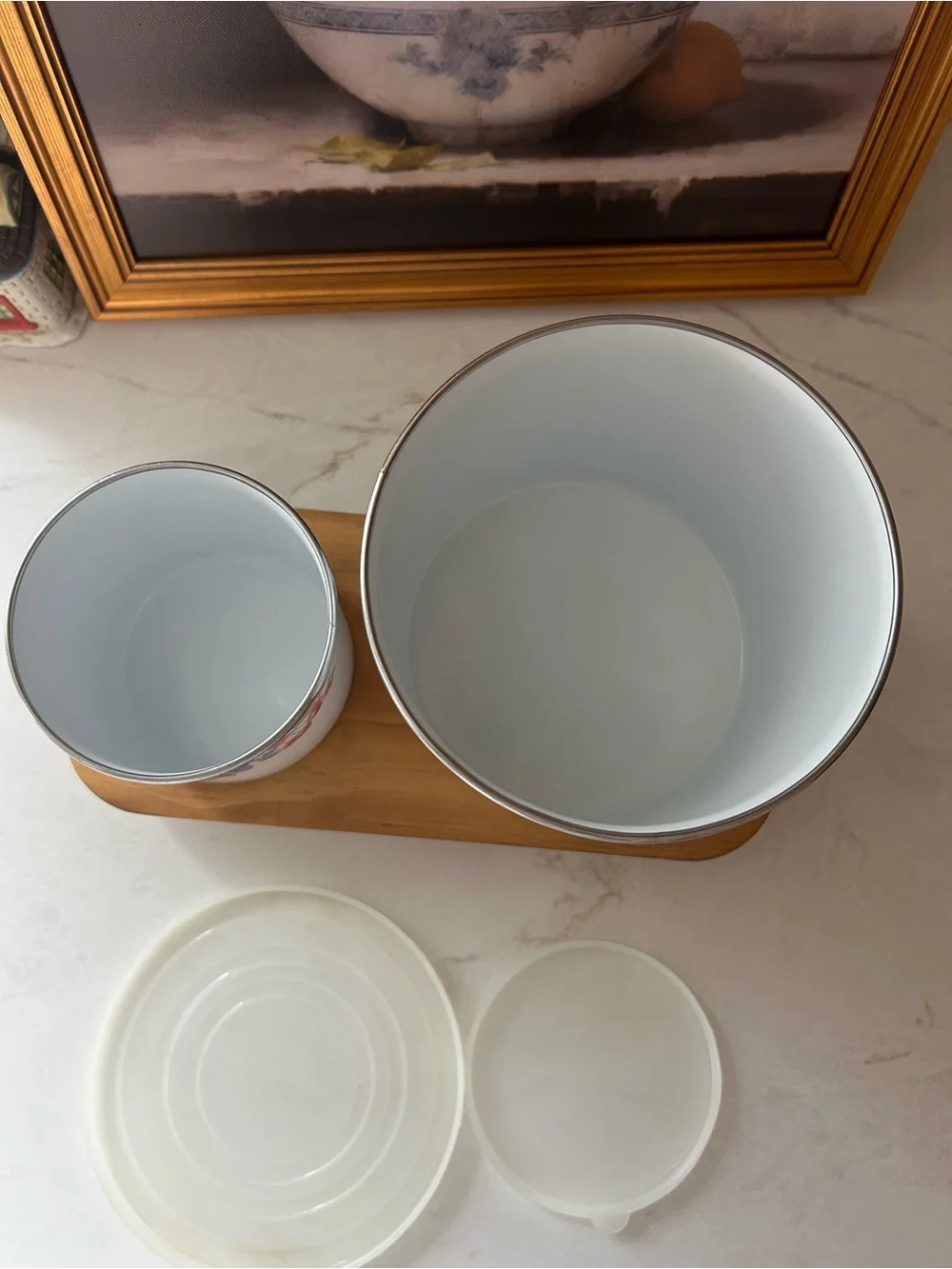 Vintage GMI Fruit Kitchen Canister Set of 2 Metal Storage Containers